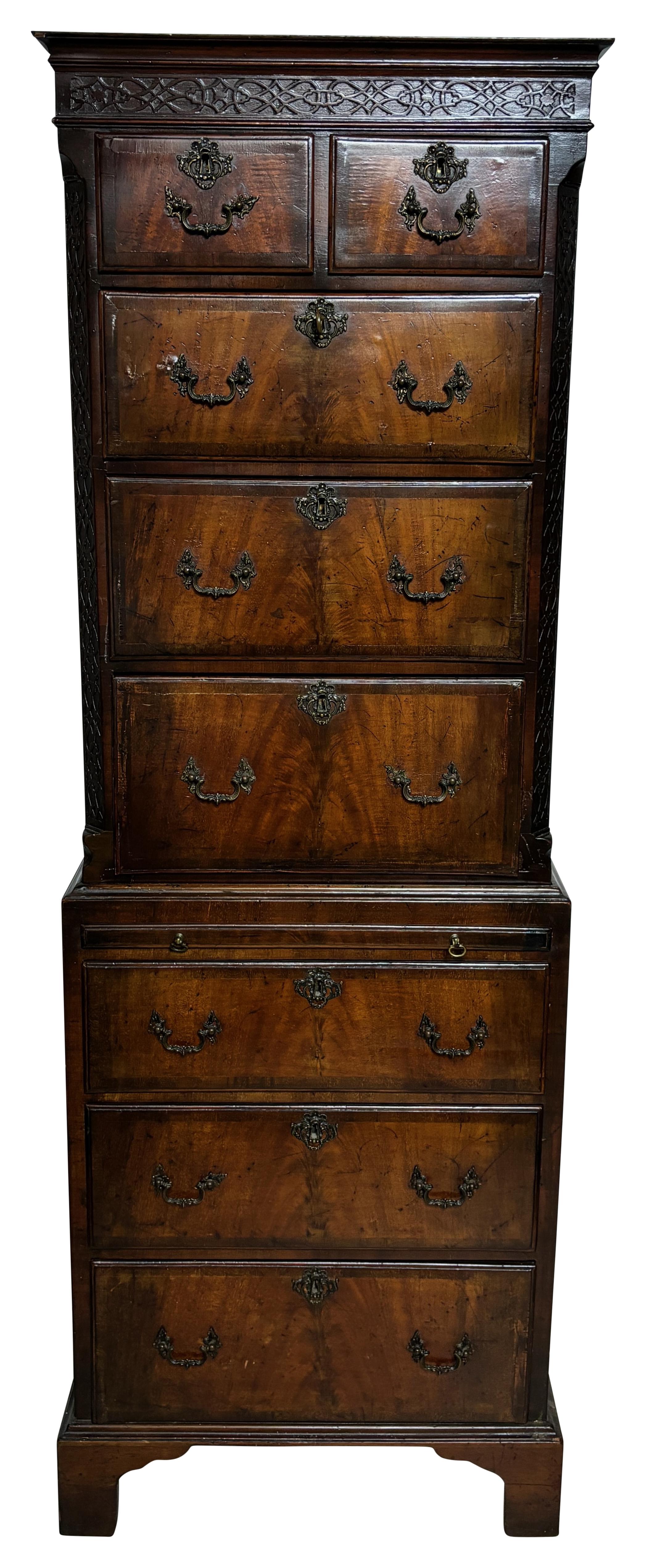 Small English George II Style Mahogany Chest on Chest For Sale 2