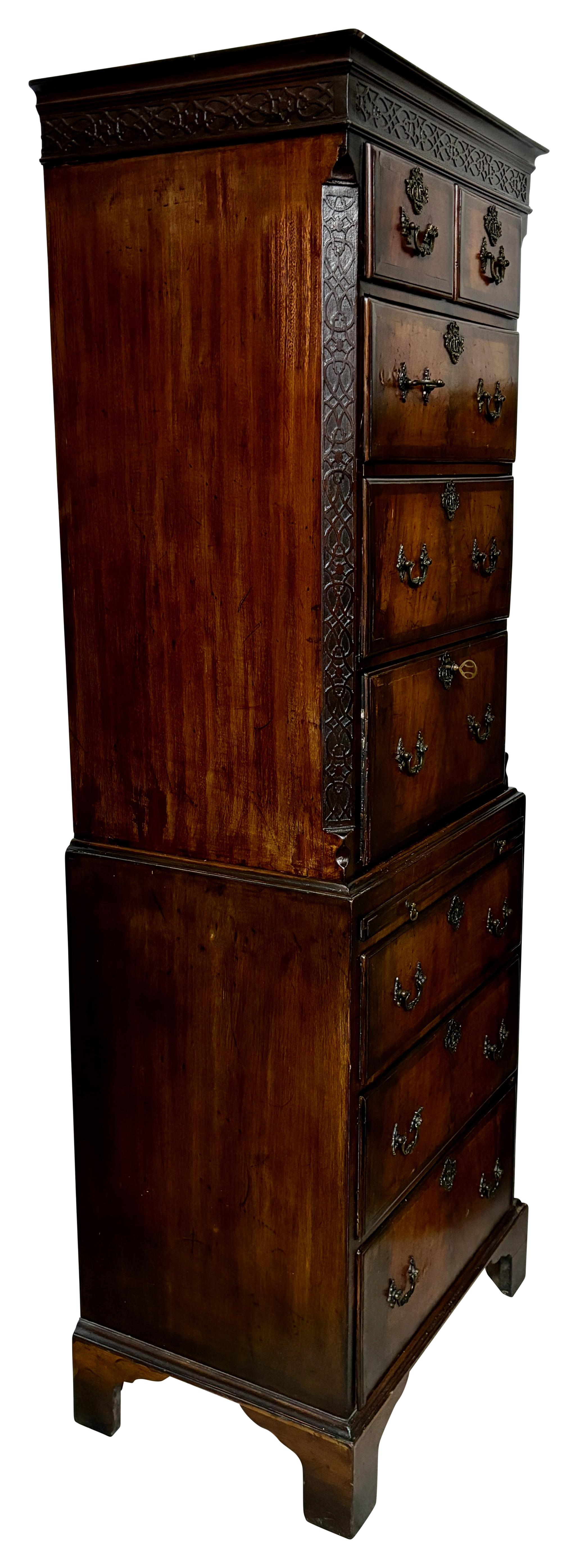 Small English George II Style Mahogany Chest on Chest For Sale 3