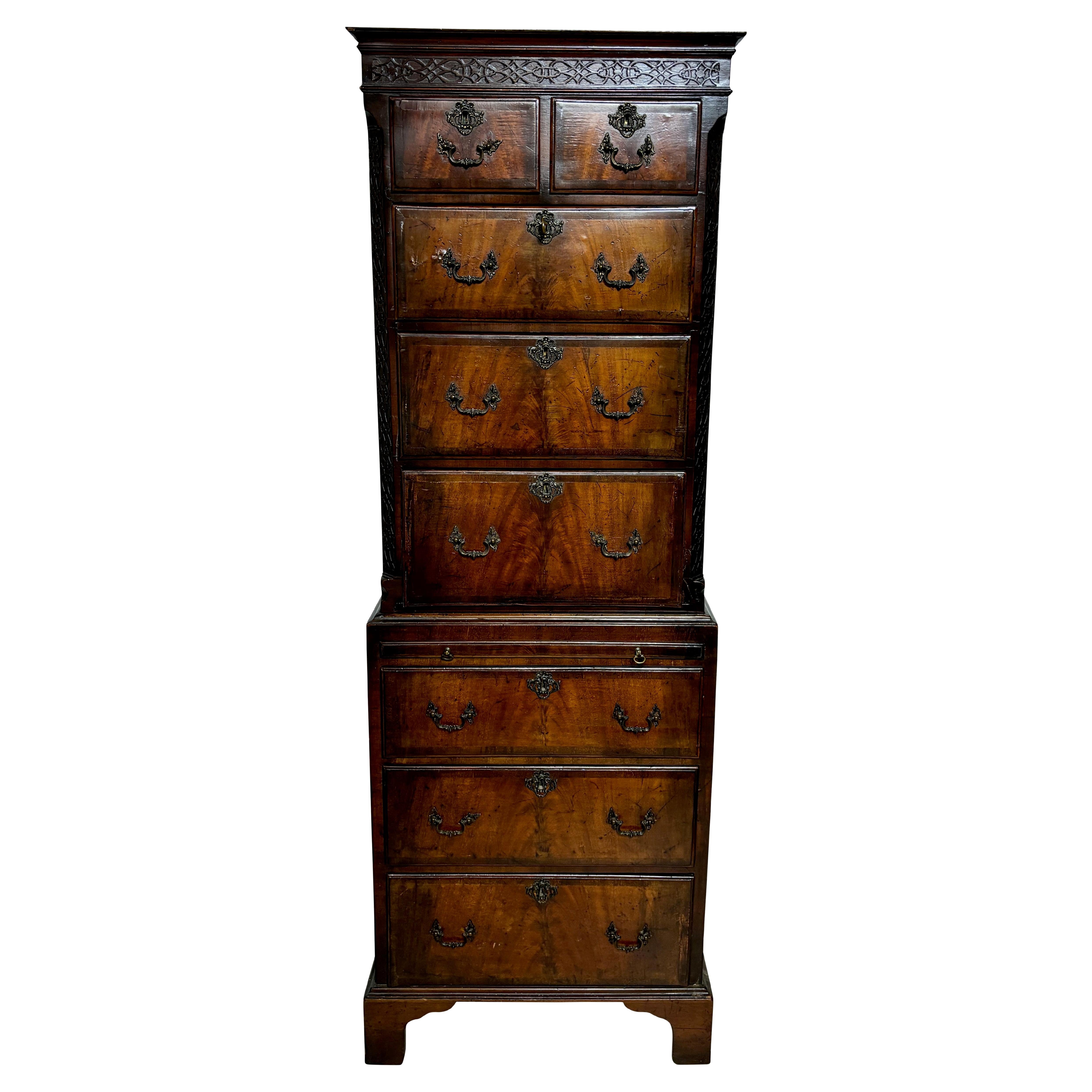 Small English George II Style Mahogany Chest on Chest For Sale