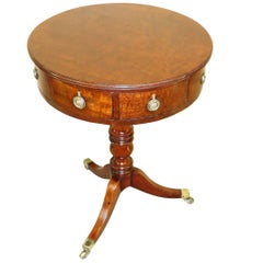 Small English Georgian Drum Top Occasional Lamp Table
