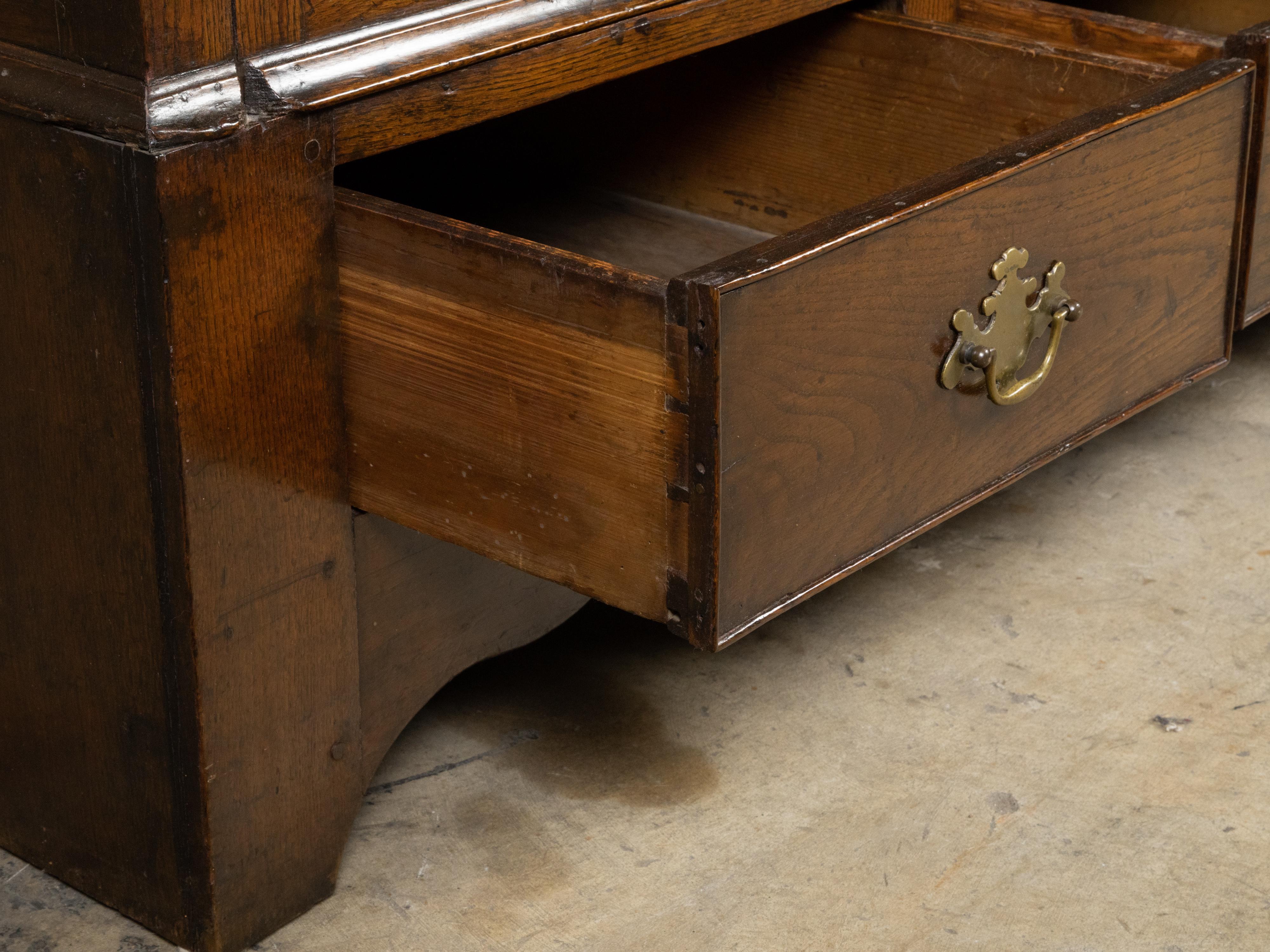 Small English Georgian Period 18th Century Oak Buffet with Carved Arching Motifs For Sale 9