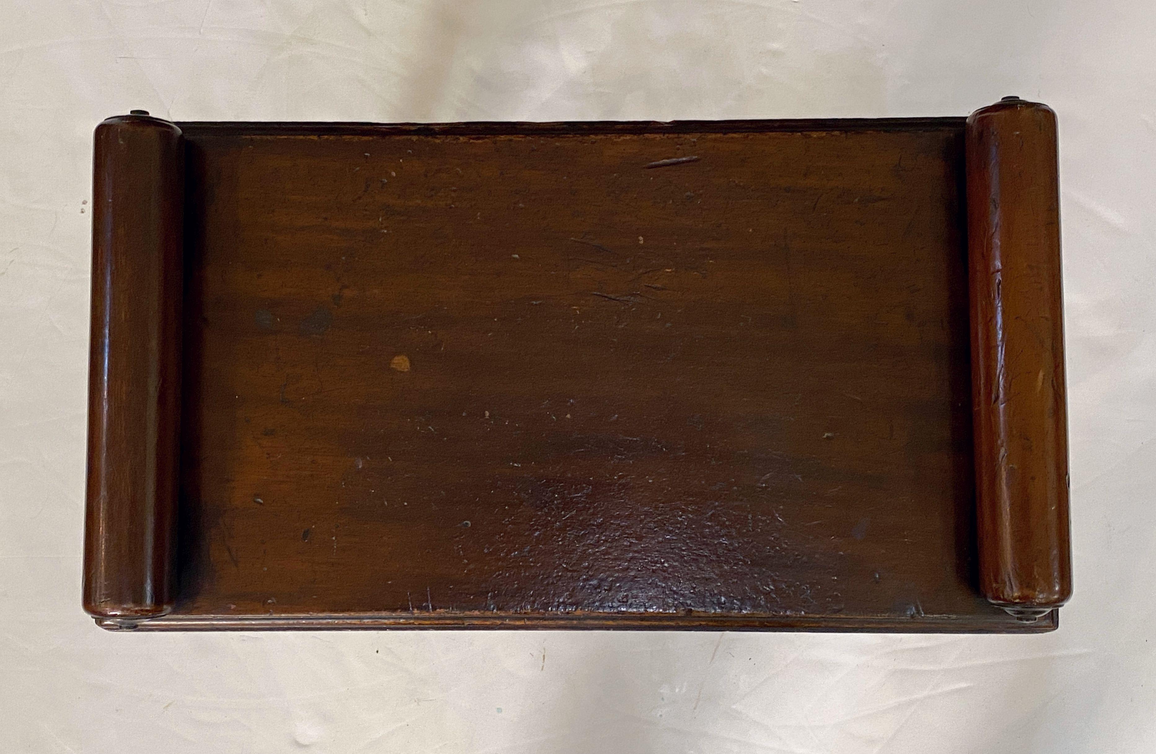 Small English Hall Bench or Window Seat of Mahogany on Turned Legs 4