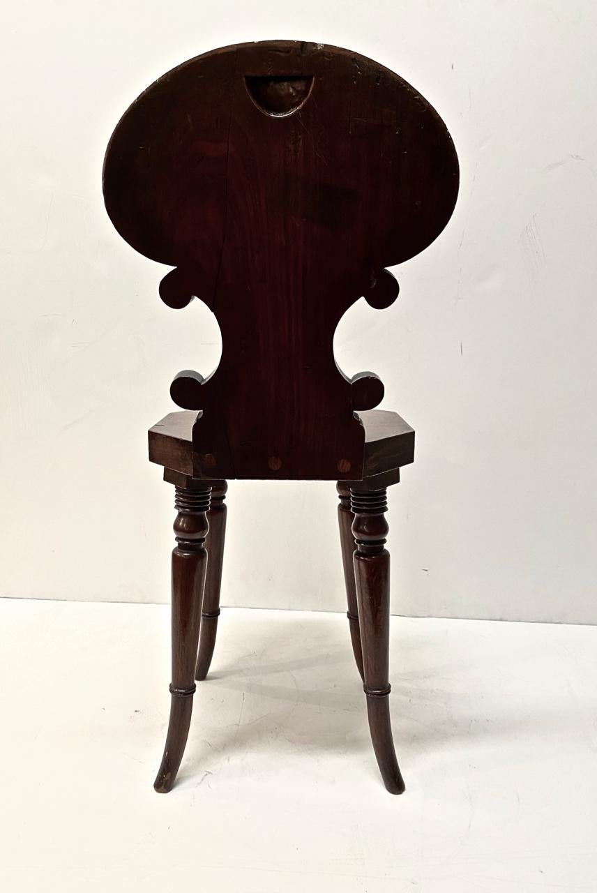 Regency Revival Small English Mahogany Hall Chair, 19th Century