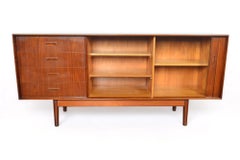 Small English Modern Tambour Teak Credenza