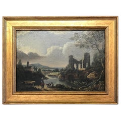 Small English Oil on Canvas “Ruins”