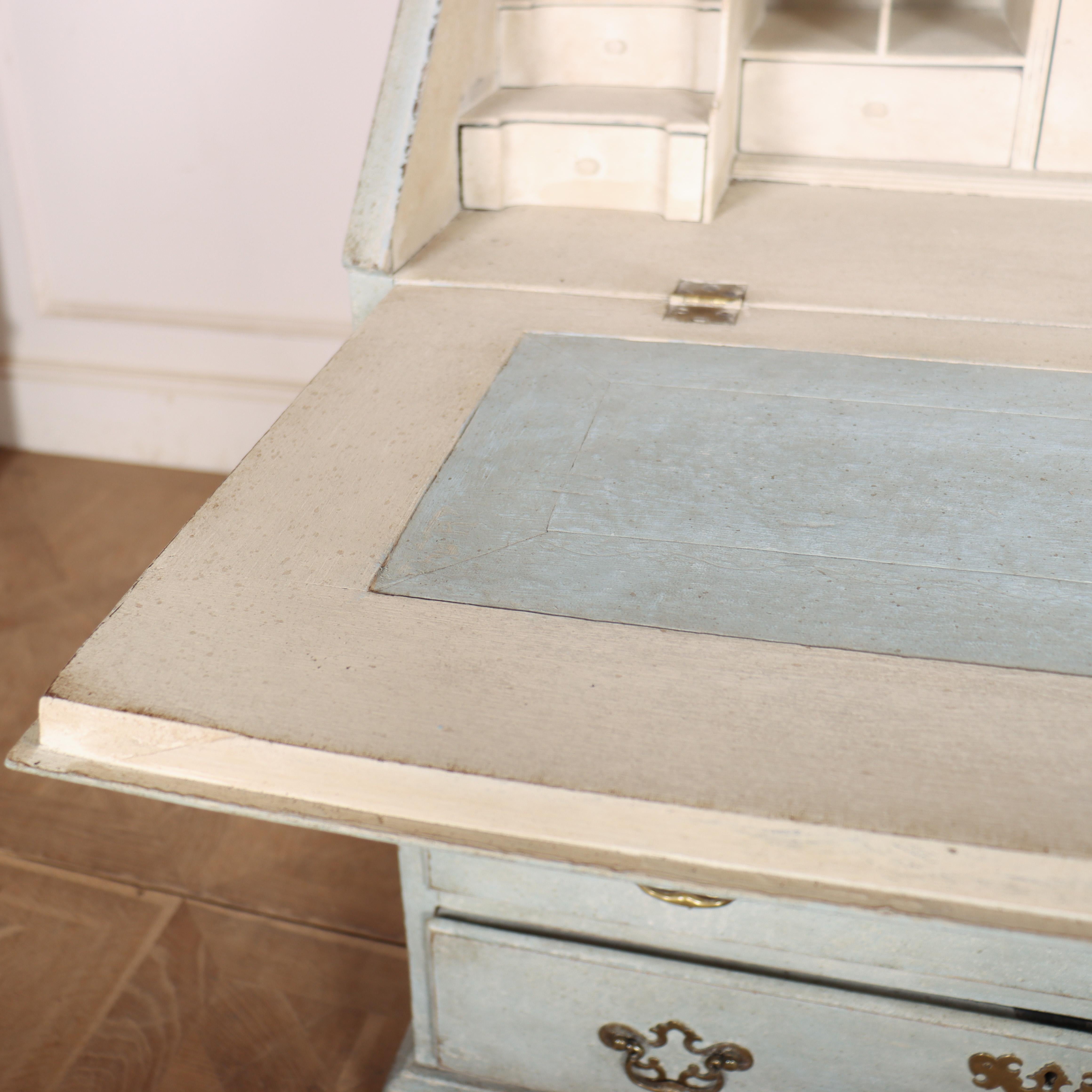 Leather Small English Painted Bureau For Sale