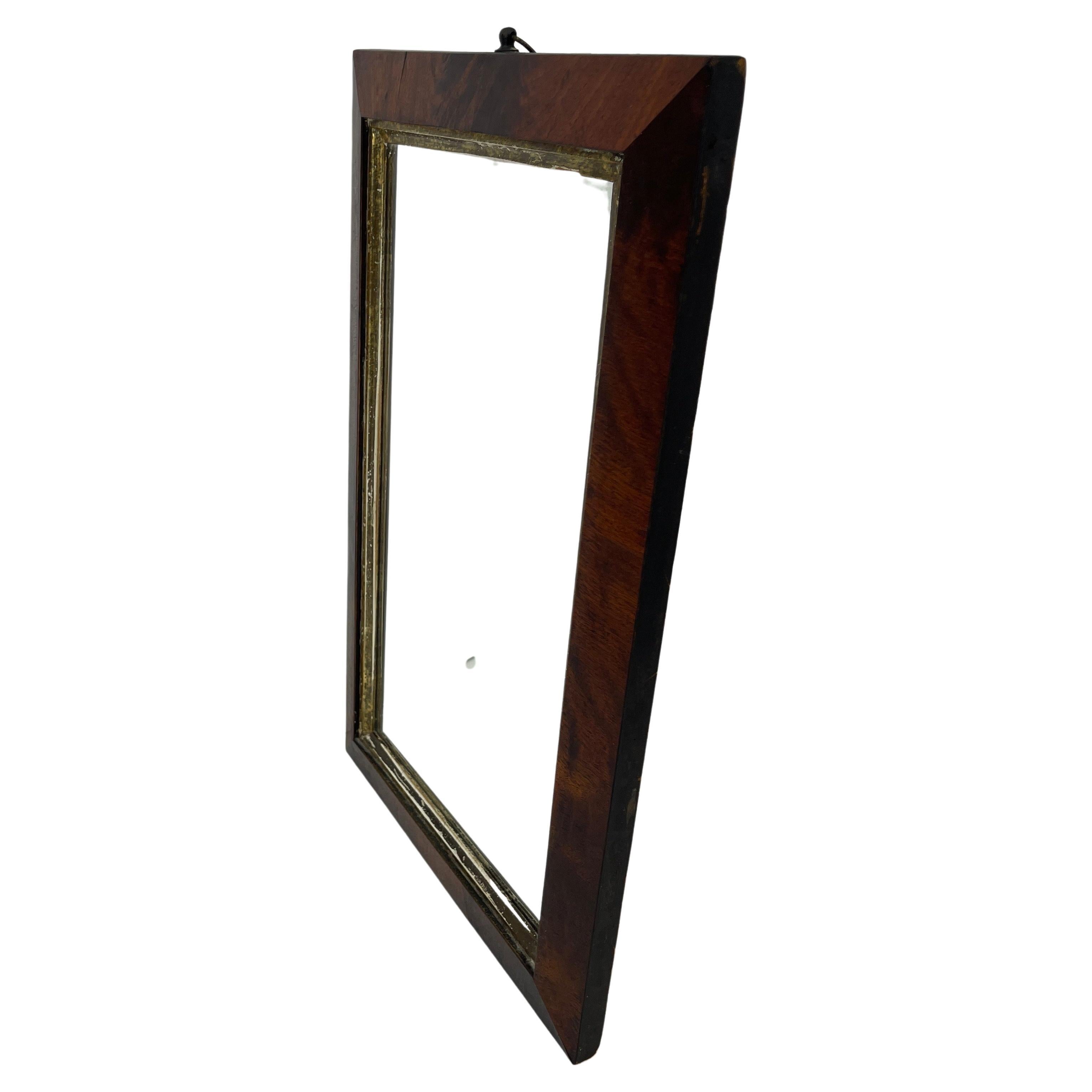 Hand-Crafted Small English Rectangular Mahogany and Gilt Wall Mirror For Sale