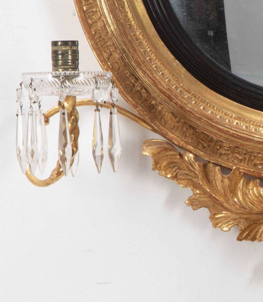 European Small English Regency Convex Mirror For Sale