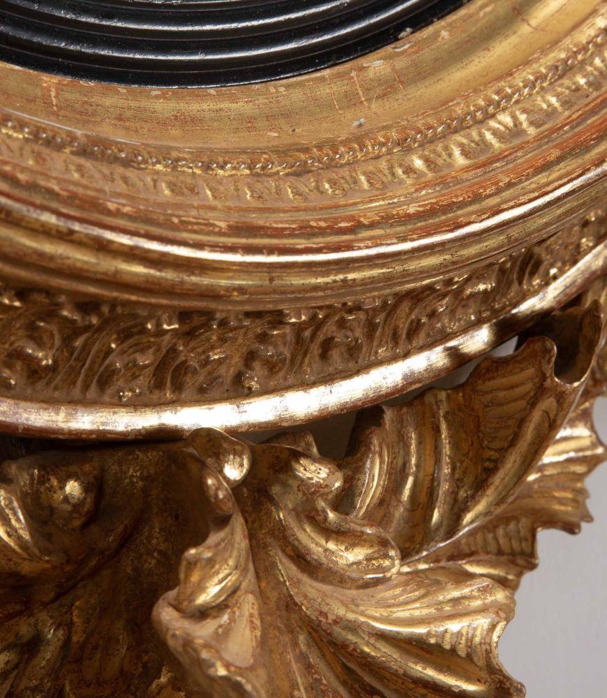 Giltwood Small English Regency Convex Mirror For Sale