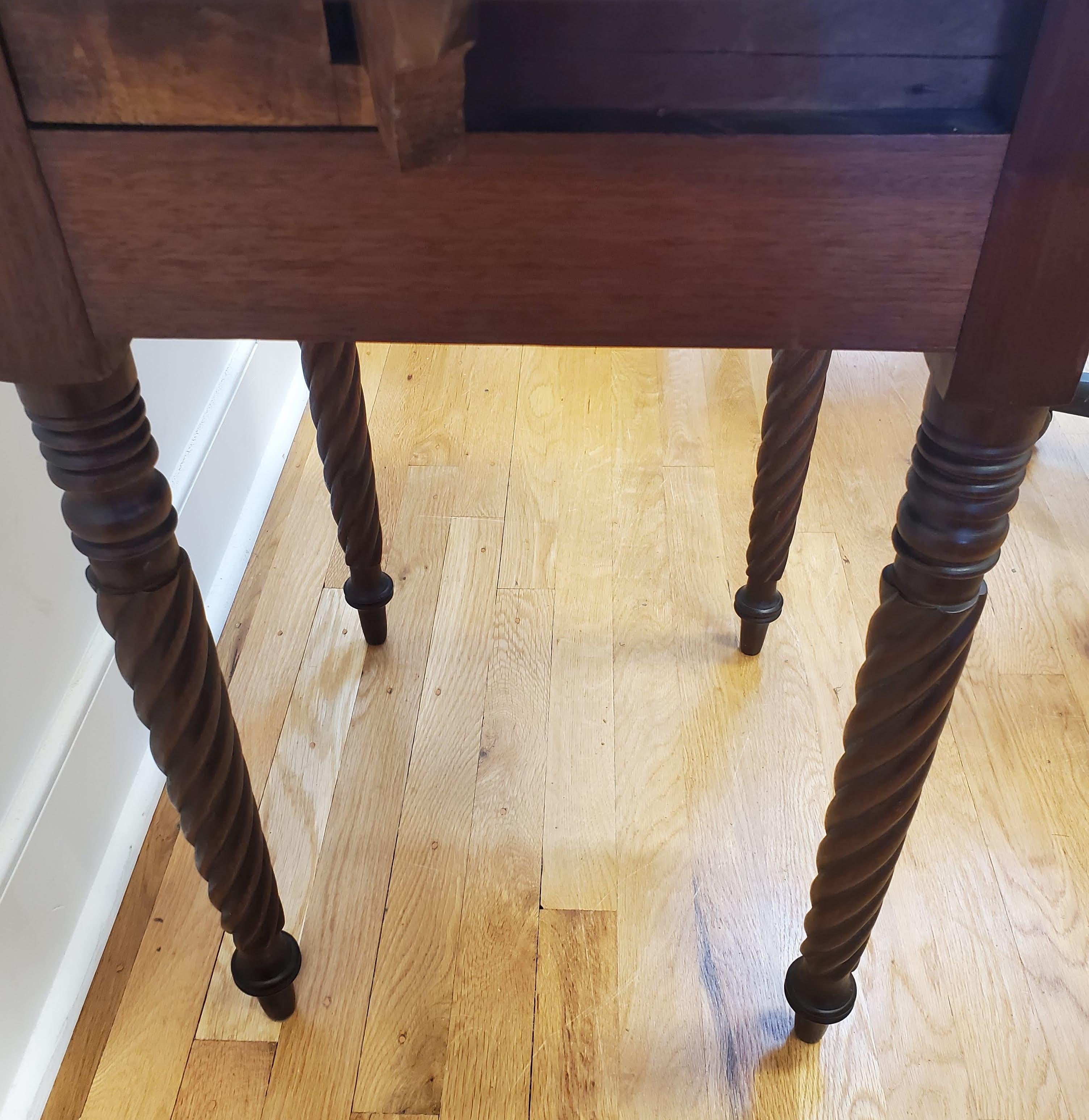 Small English Regency Drop Leaf Mahogany Side Table with Two Drawers 6