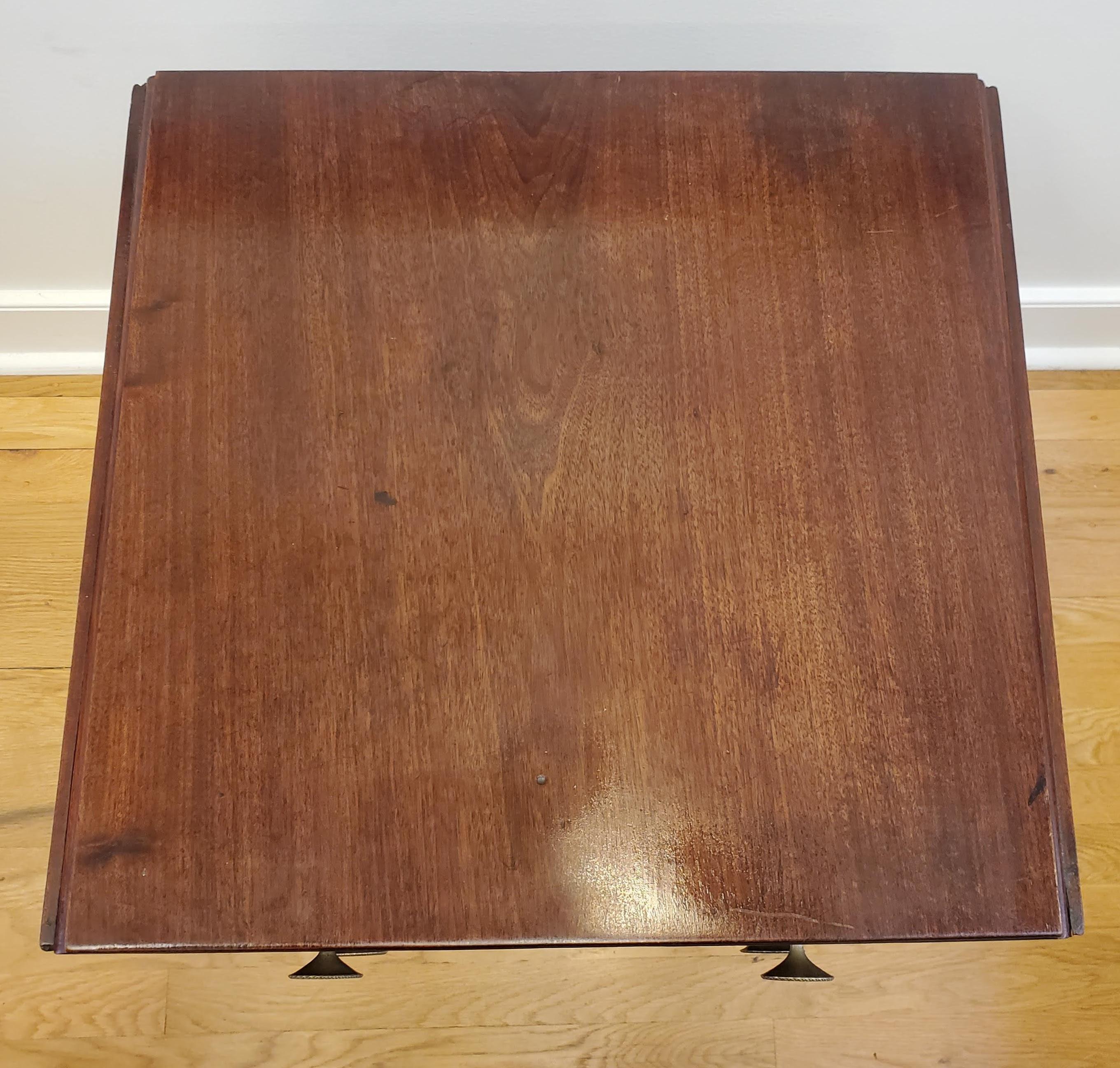 Small English Regency Drop Leaf Mahogany Side Table with Two Drawers 8