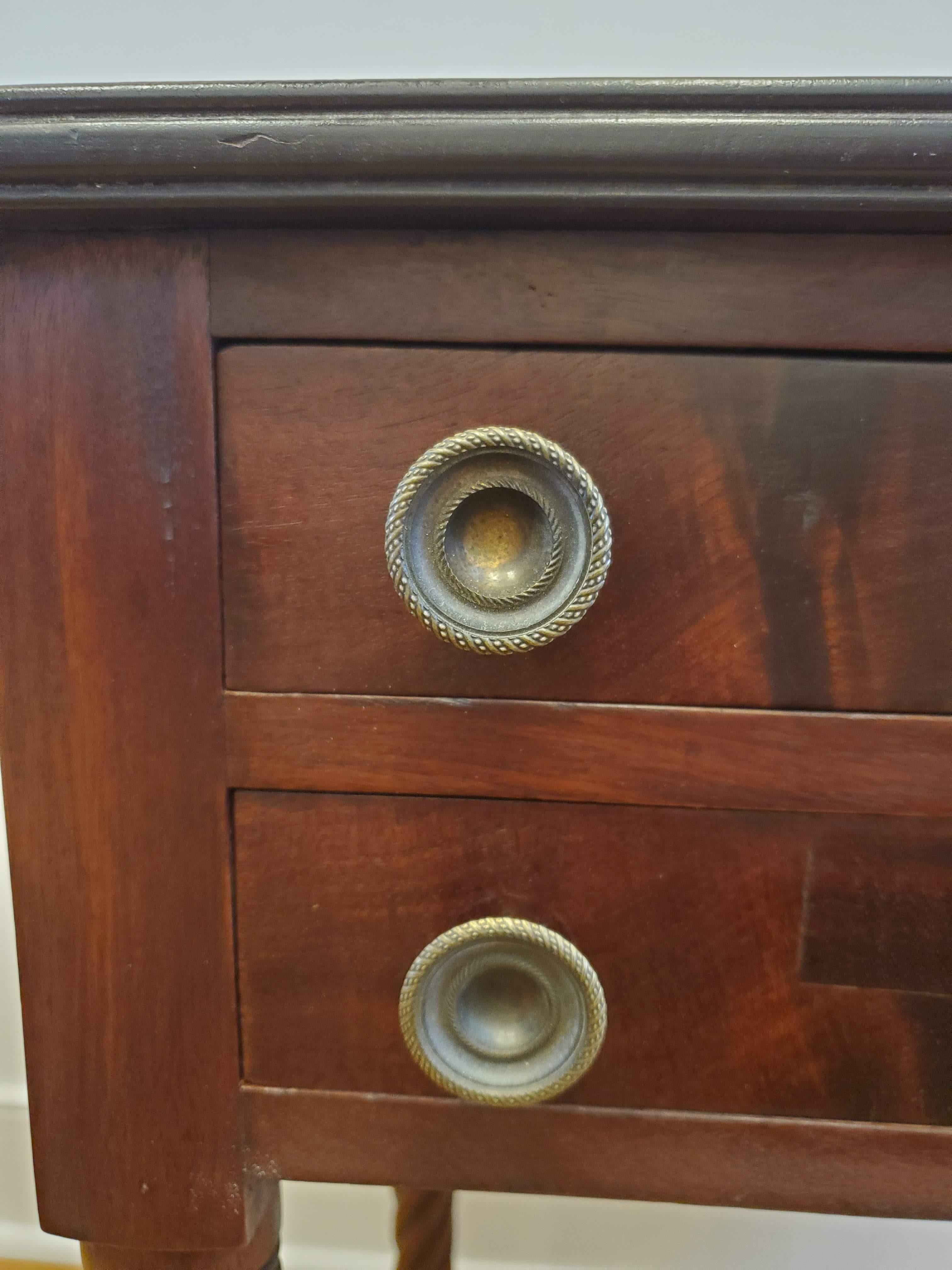 Small English Regency Drop Leaf Mahogany Side Table with Two Drawers 12