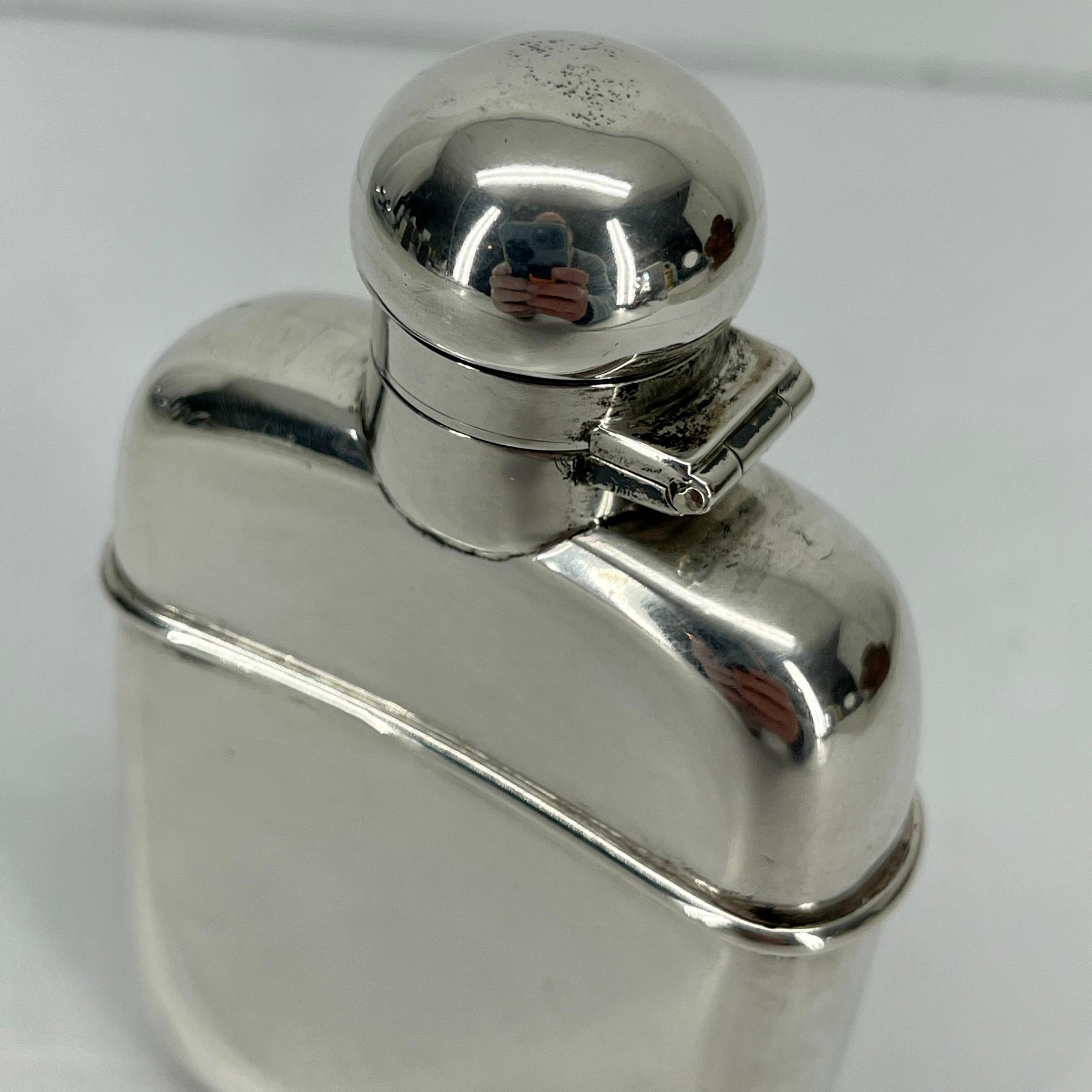 Small English Sterling Silver Hip Flask, Marked Birmingham, 1905-6 2