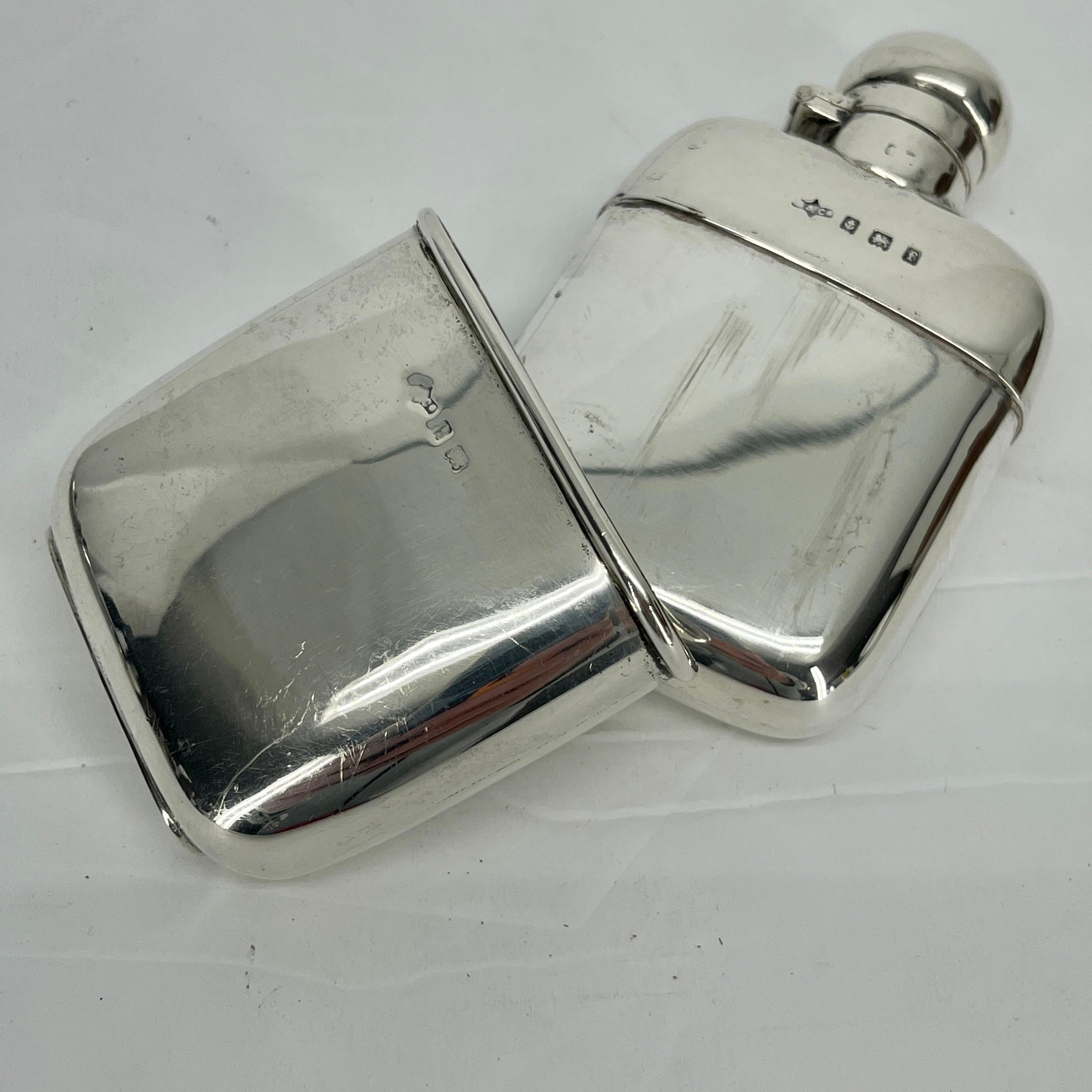 Small English Sterling Silver Hip Flask, Marked Birmingham, 1905-6 5