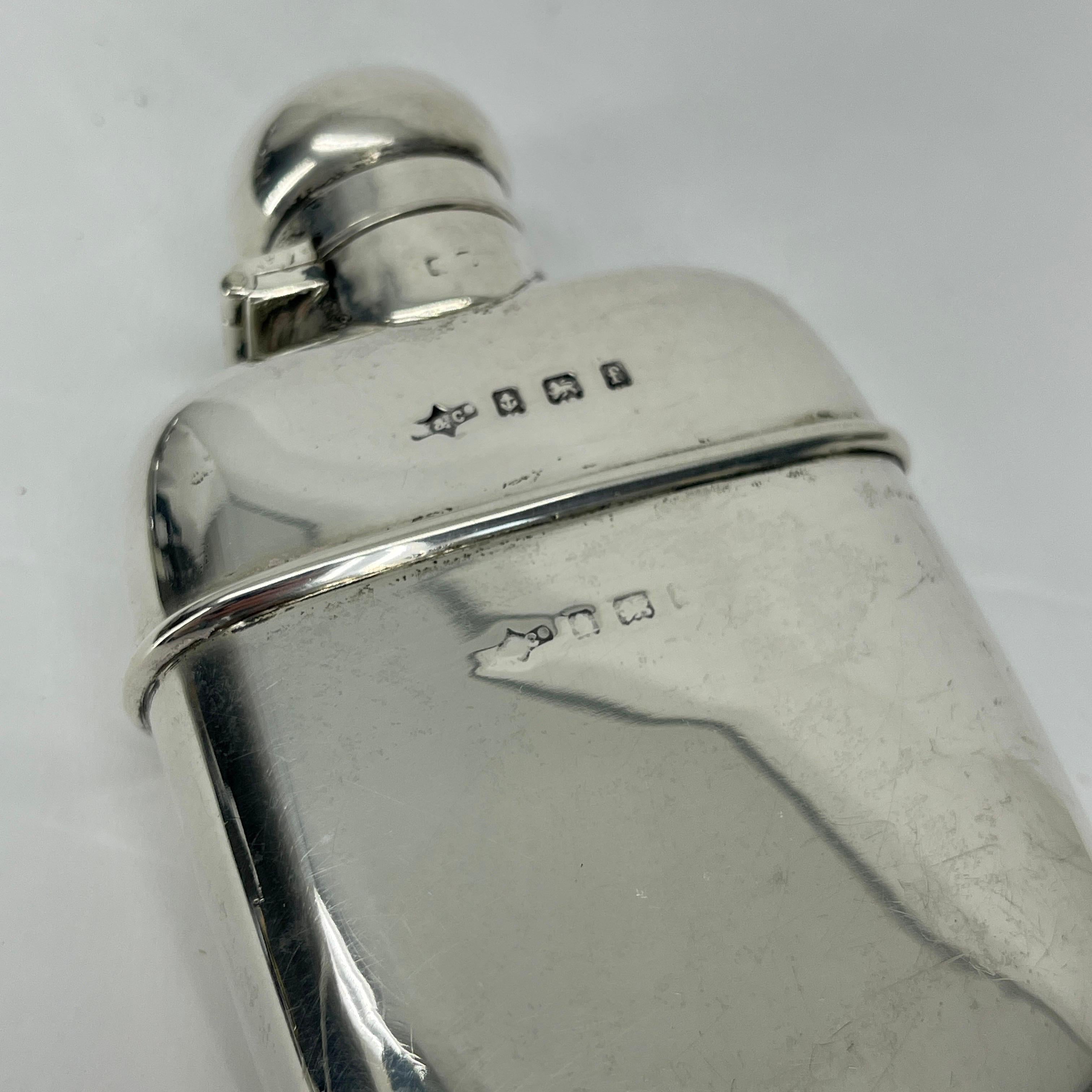 Small English Sterling Silver Hip Flask, Marked Birmingham, 1905-6 8