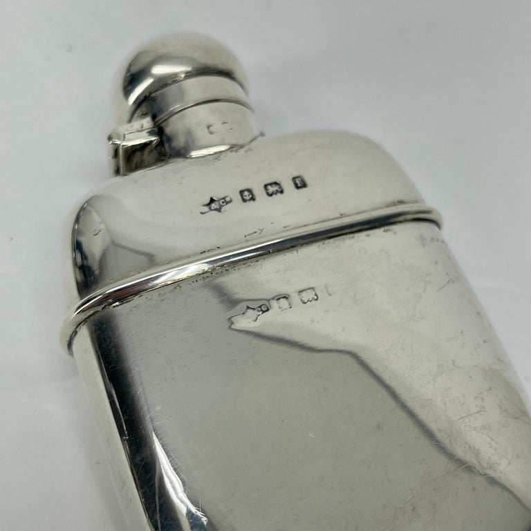 Small English Sterling Silver Hip Flask, Marked Birmingham, 1905-6 For Sale 11