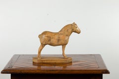 Small English Turn of the Century Carved Pine Horse on Oval Base