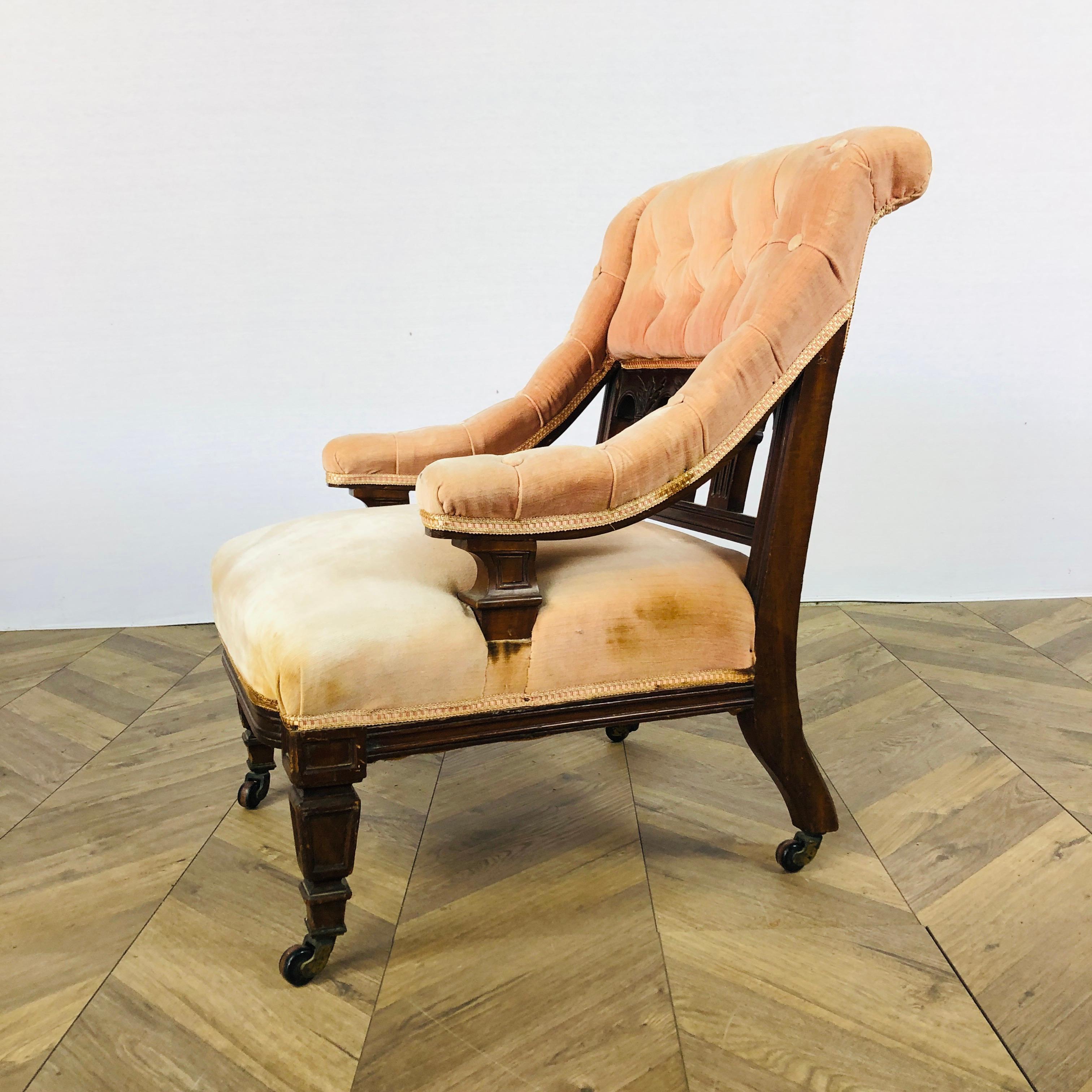 Victorien tardif Petite chaise de boudoir victorienne anglaise, années 1880 en vente