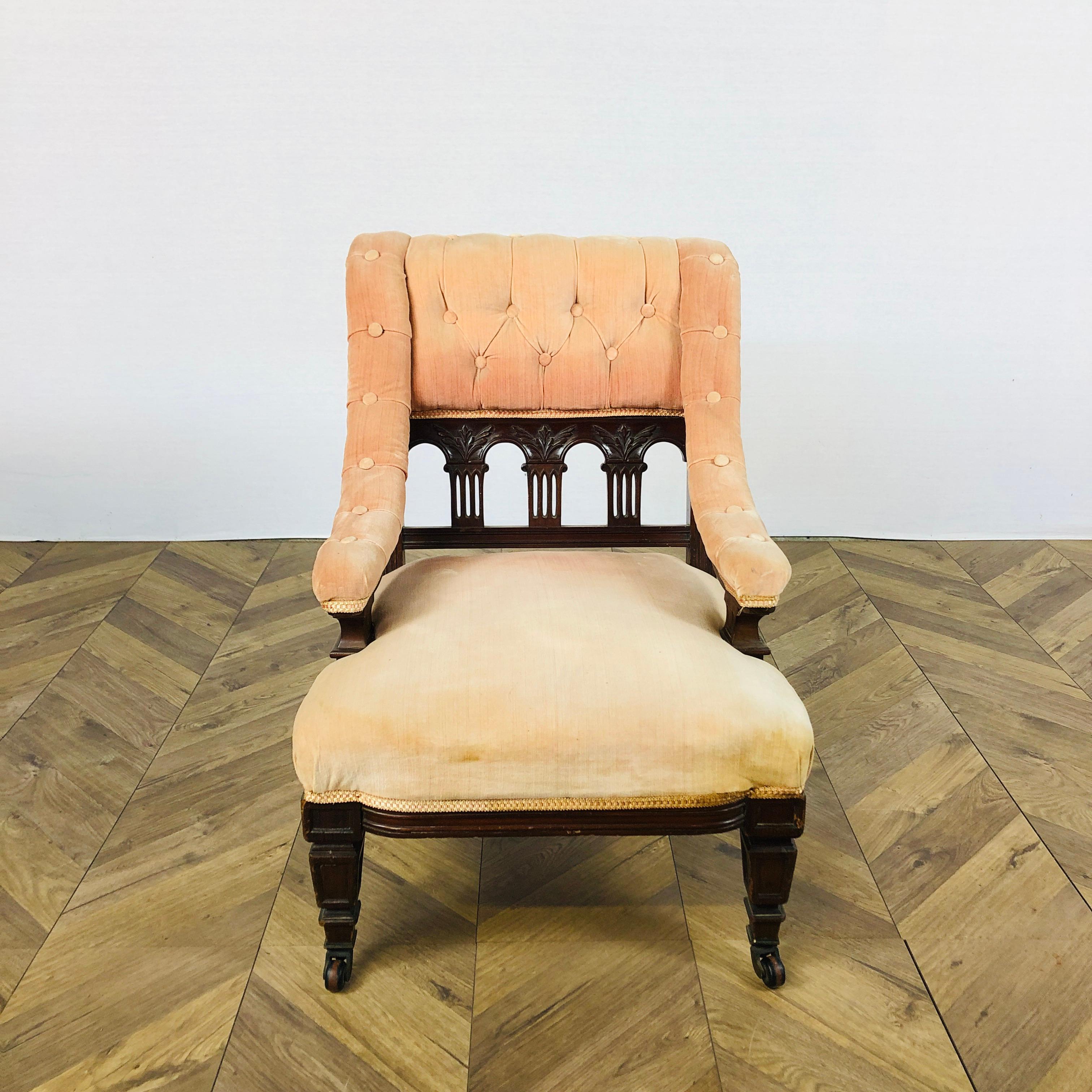 Petite chaise de boudoir victorienne anglaise, années 1880 Bon état - En vente à Ely, GB