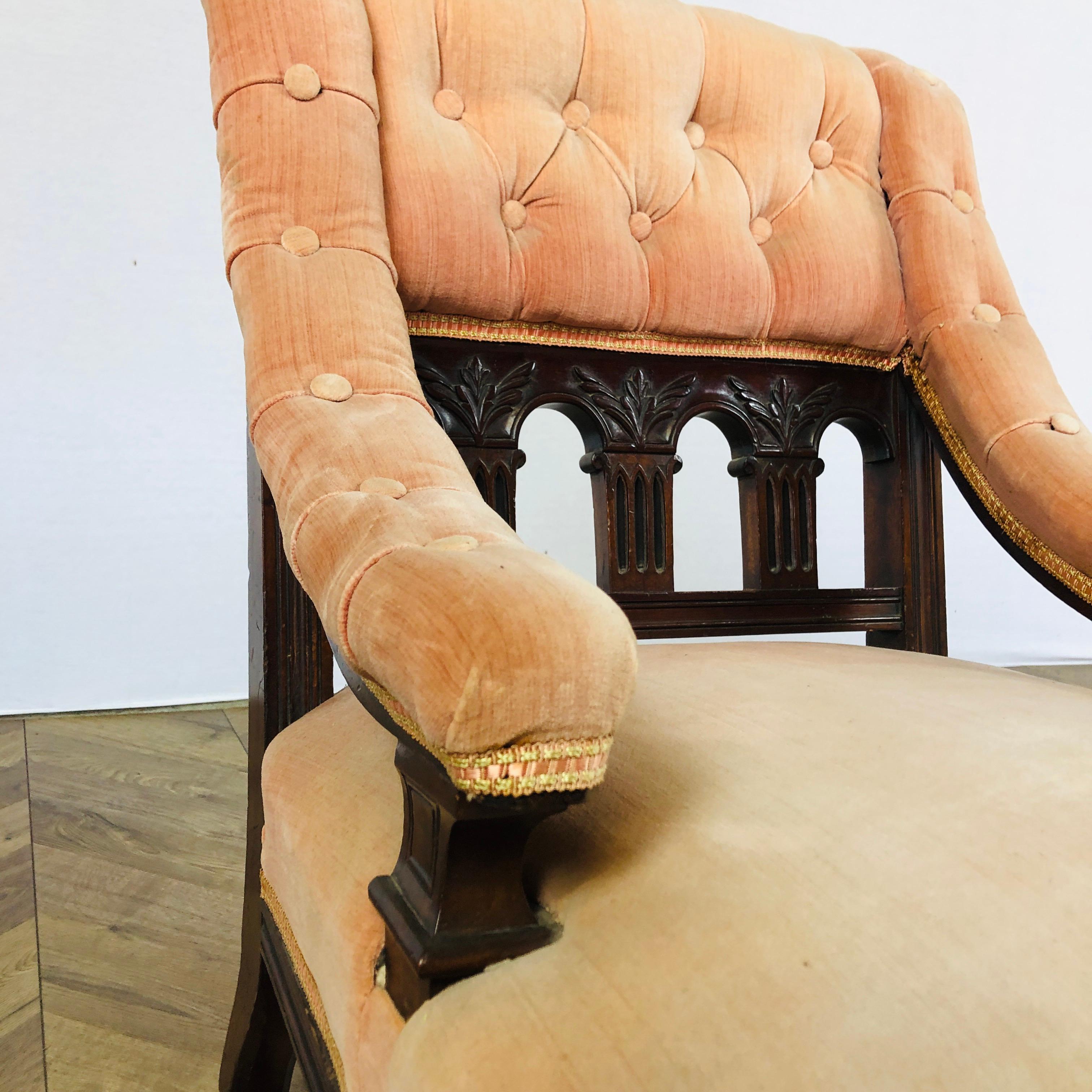 Fin du XIXe siècle Petite chaise de boudoir victorienne anglaise, années 1880 en vente