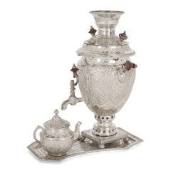 Small Engraved Silver Part-Tea Service of Persian Design