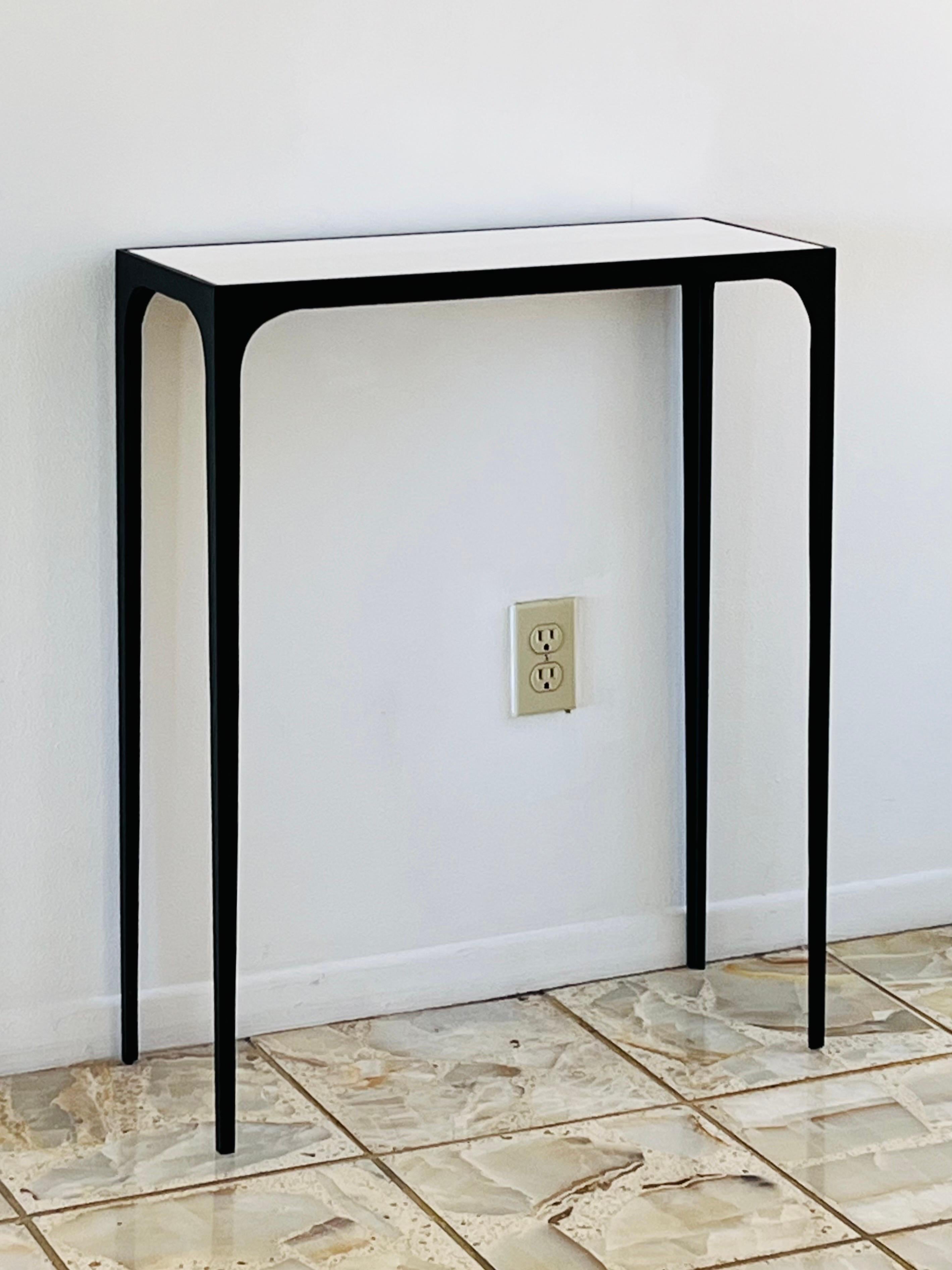 Modern Small ‘Esquisse’ Wrought Iron and Parchment Console by Design Frères For Sale