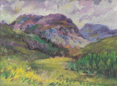 Small Vintage Expressionist Rural Landscape, Original Oil Painting, Mid Century