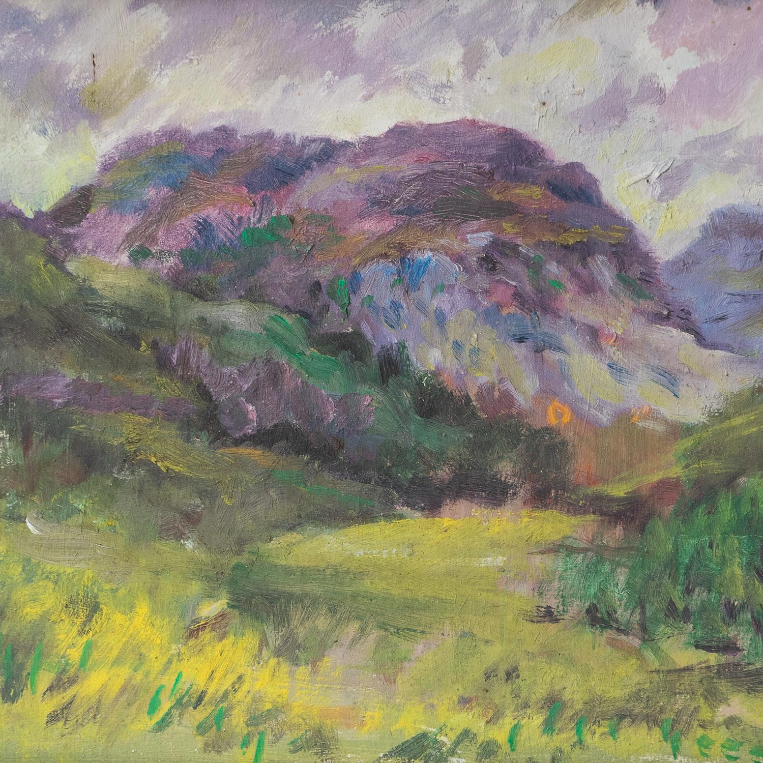 Expressionistische rurale Vintage-Landschaft, Original-Ölgemälde, Mid-Century im Zustand „Gut“ im Angebot in Bristol, GB