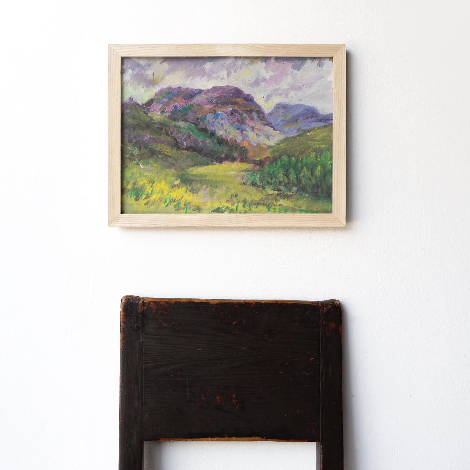 Expressionistische rurale Vintage-Landschaft, Original-Ölgemälde, Mid-Century (20. Jahrhundert) im Angebot