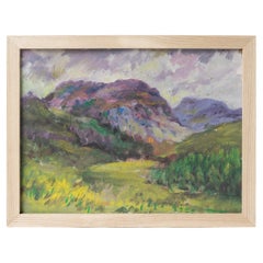 Small Vintage Expressionist Rural Landscape, Original Oil Painting, Mid Century