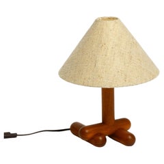 Small, Extraordinary 1960s Table Lamp by Temde Made of Teak with Original Shade
