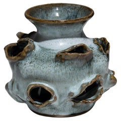 Small Faience Vase with Cavities by François Jarlov, 1990s