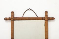 Small Faux Bamboo Carved Frame Mirror, England 1940s