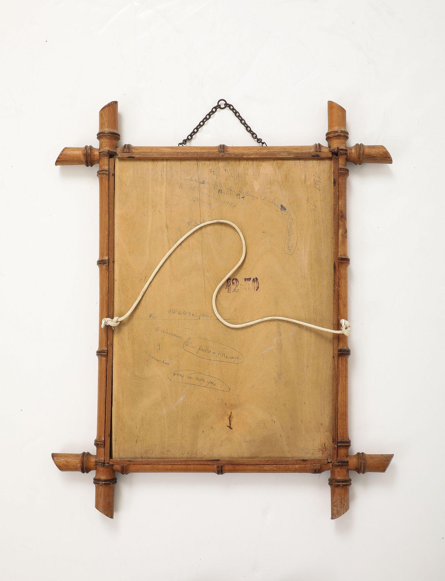 Espejo pequeño con marco tallado de imitación de bambú, Inglaterra Años 40 en venta 4