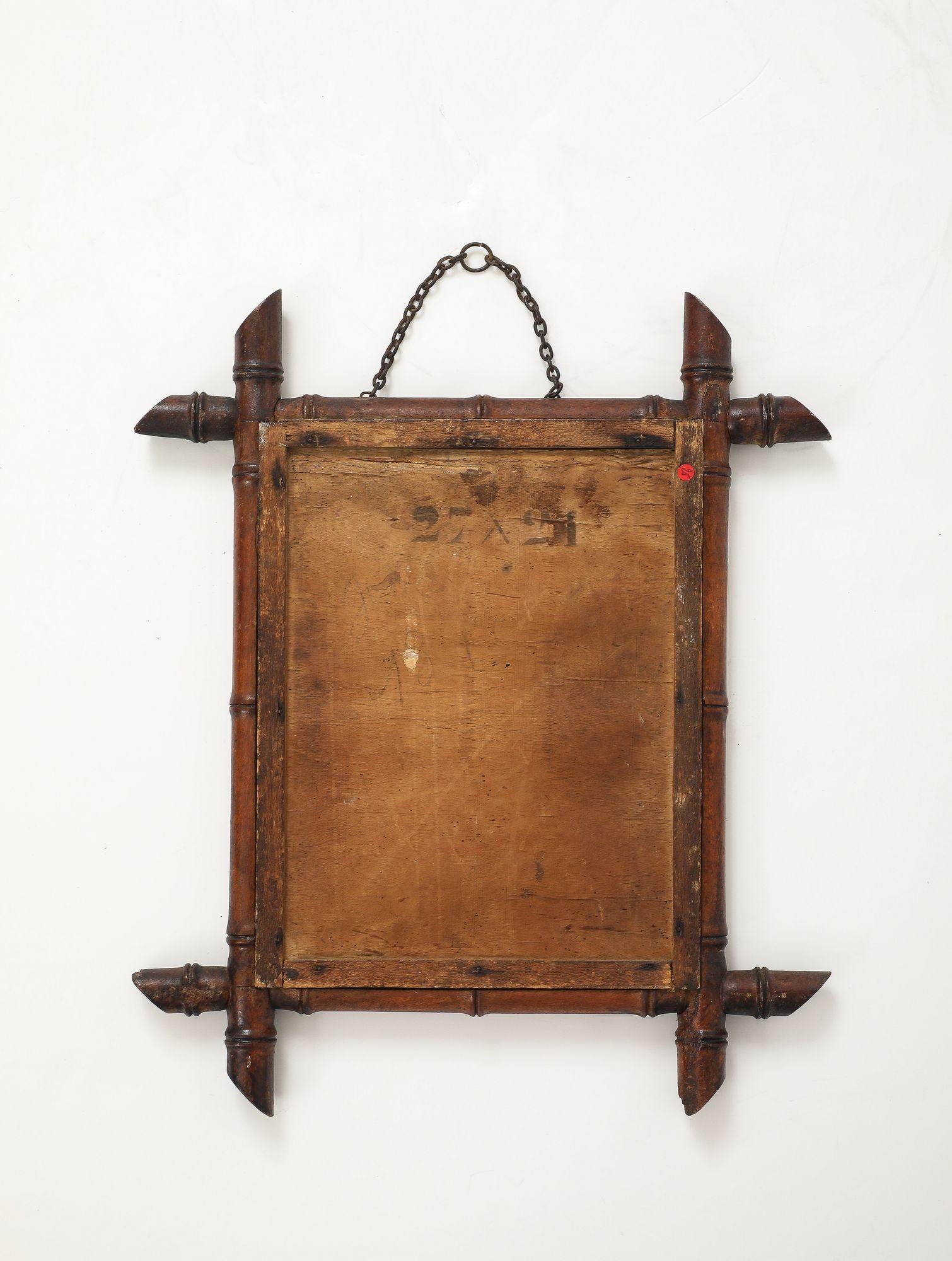 Espejo pequeño con marco tallado de imitación de bambú, Inglaterra Años 40 en venta 4