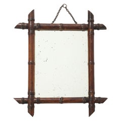 Small Faux Bamboo Carved Frame Mirror, England 1940s