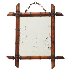 Small Faux Bamboo Carved Frame Mirror, England 1940s
