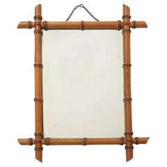 Small Faux Bamboo Carved Frame Mirror, England 1940s
