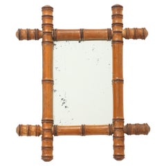 Small Faux Bamboo Carved Frame Mirror, England 1940s