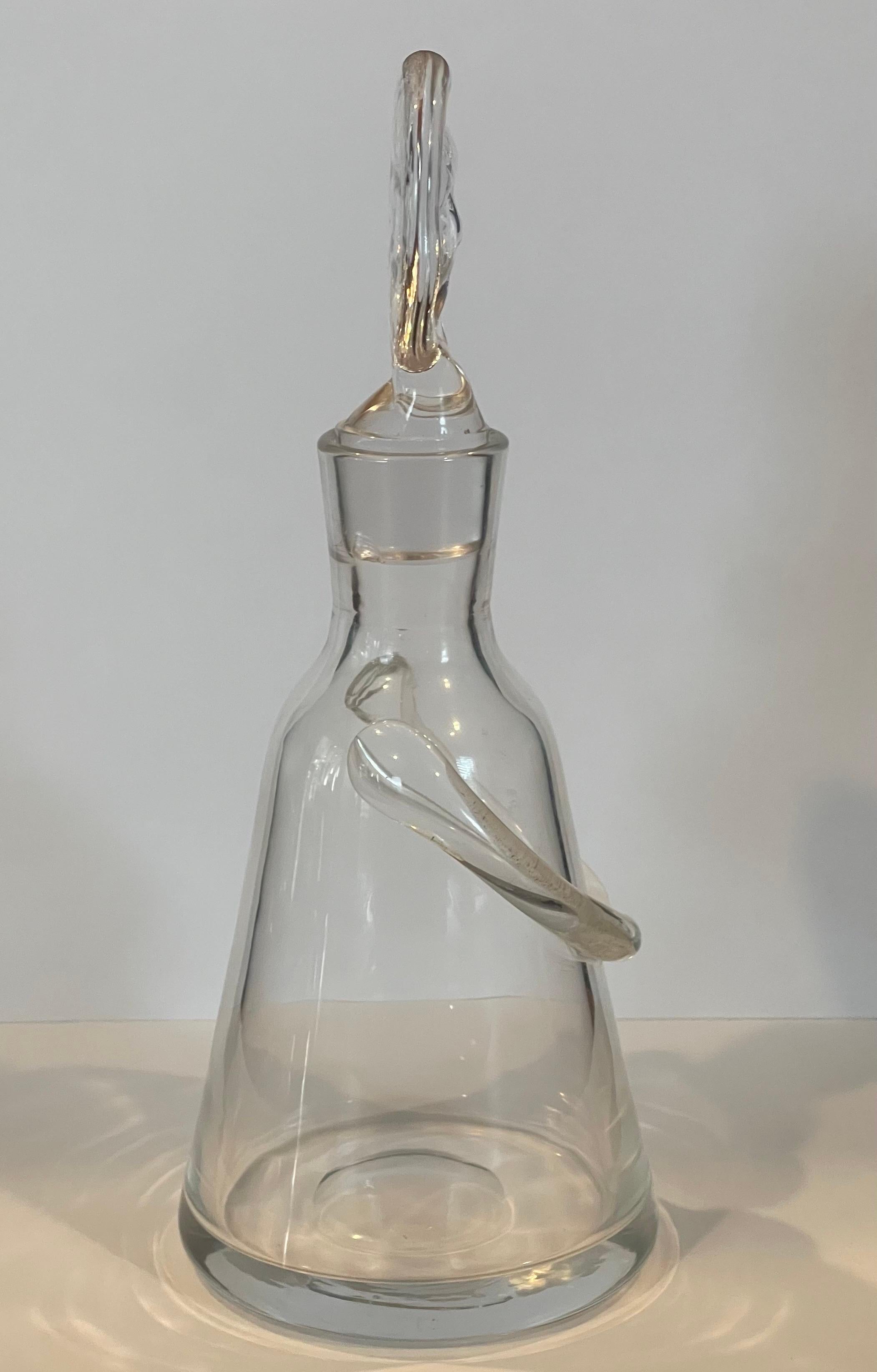 Scandinavian Modern Small Figural Glass Decanter by Erik Hoglund for Boda Glassworks For Sale