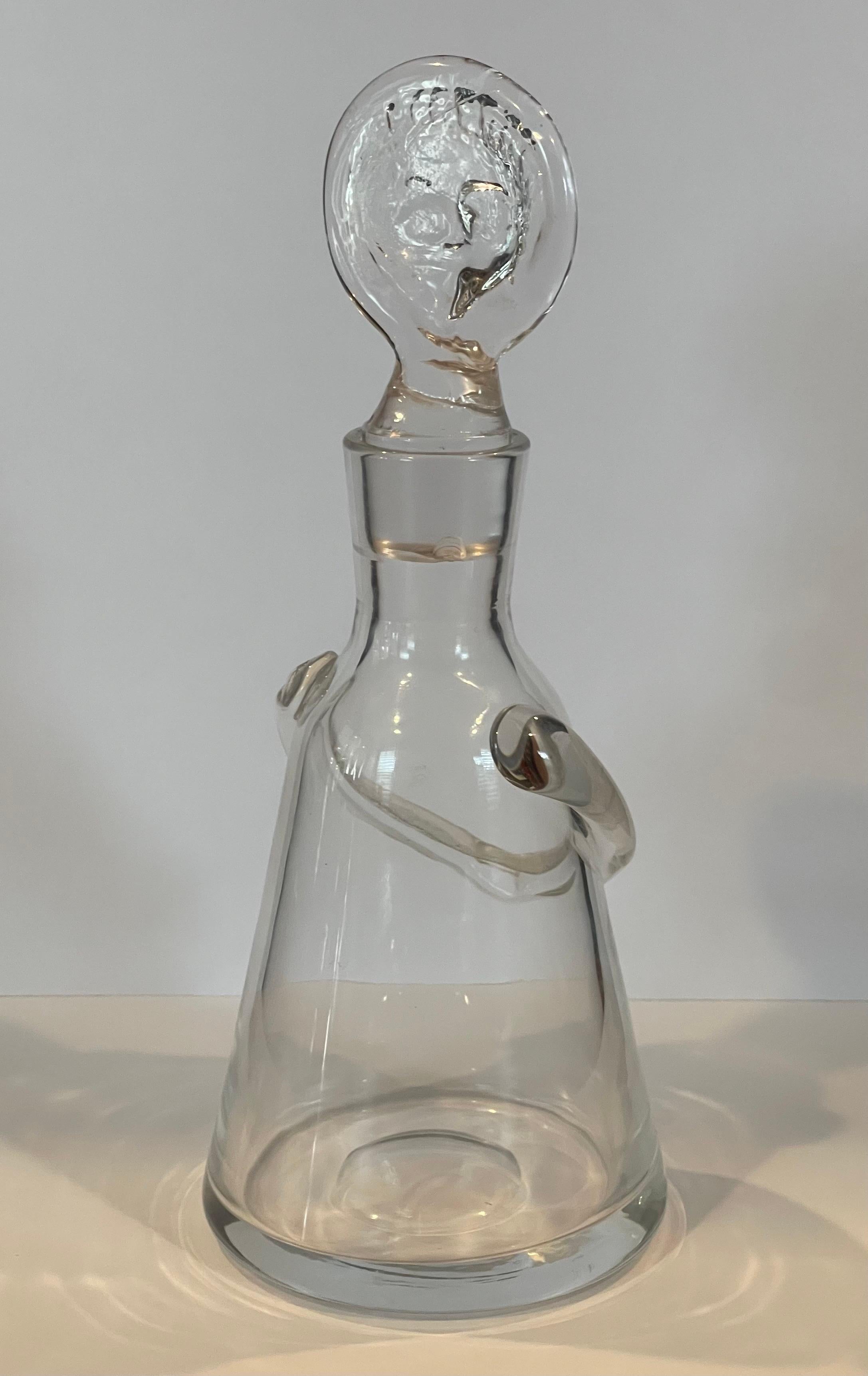 Swedish Small Figural Glass Decanter by Erik Hoglund for Boda Glassworks For Sale