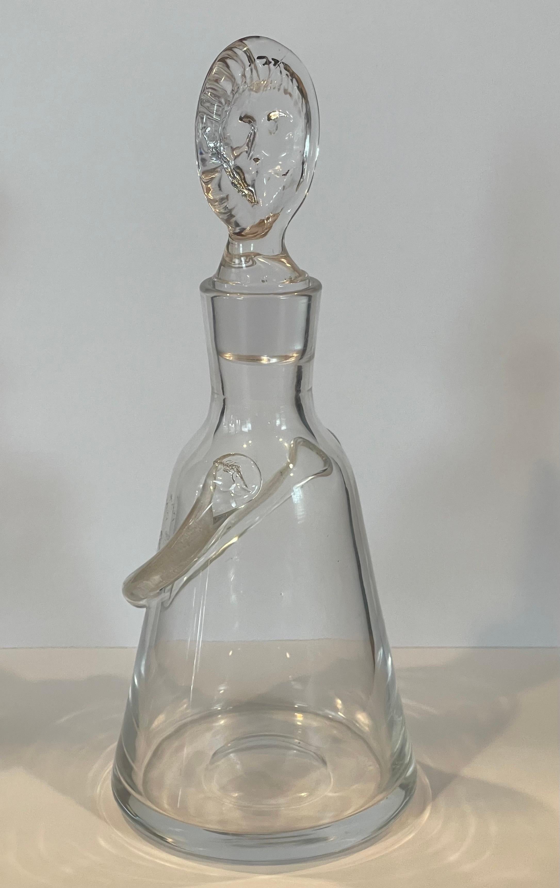 20th Century Small Figural Glass Decanter by Erik Hoglund for Boda Glassworks For Sale