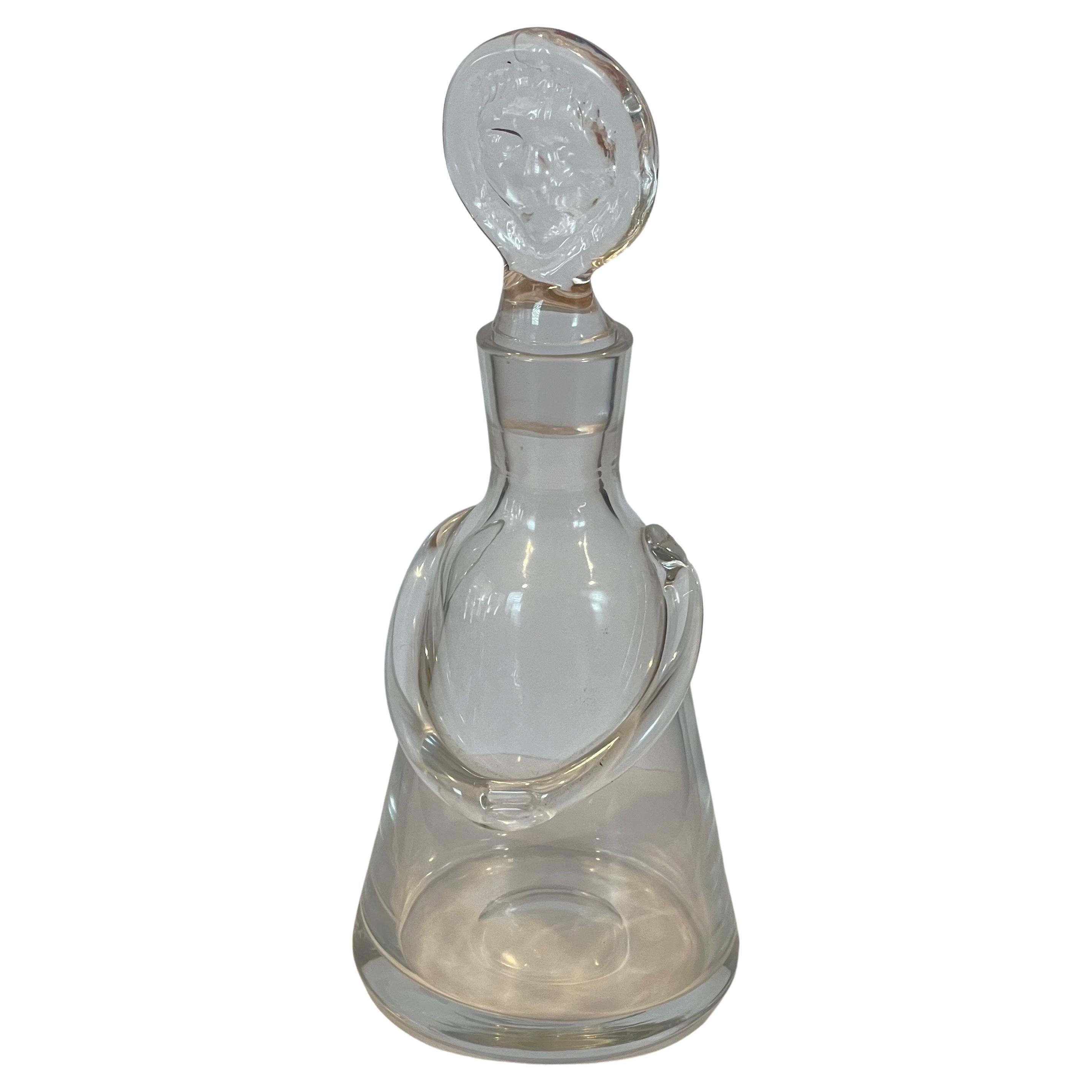 Small Figural Glass Decanter by Erik Hoglund for Boda Glassworks For Sale