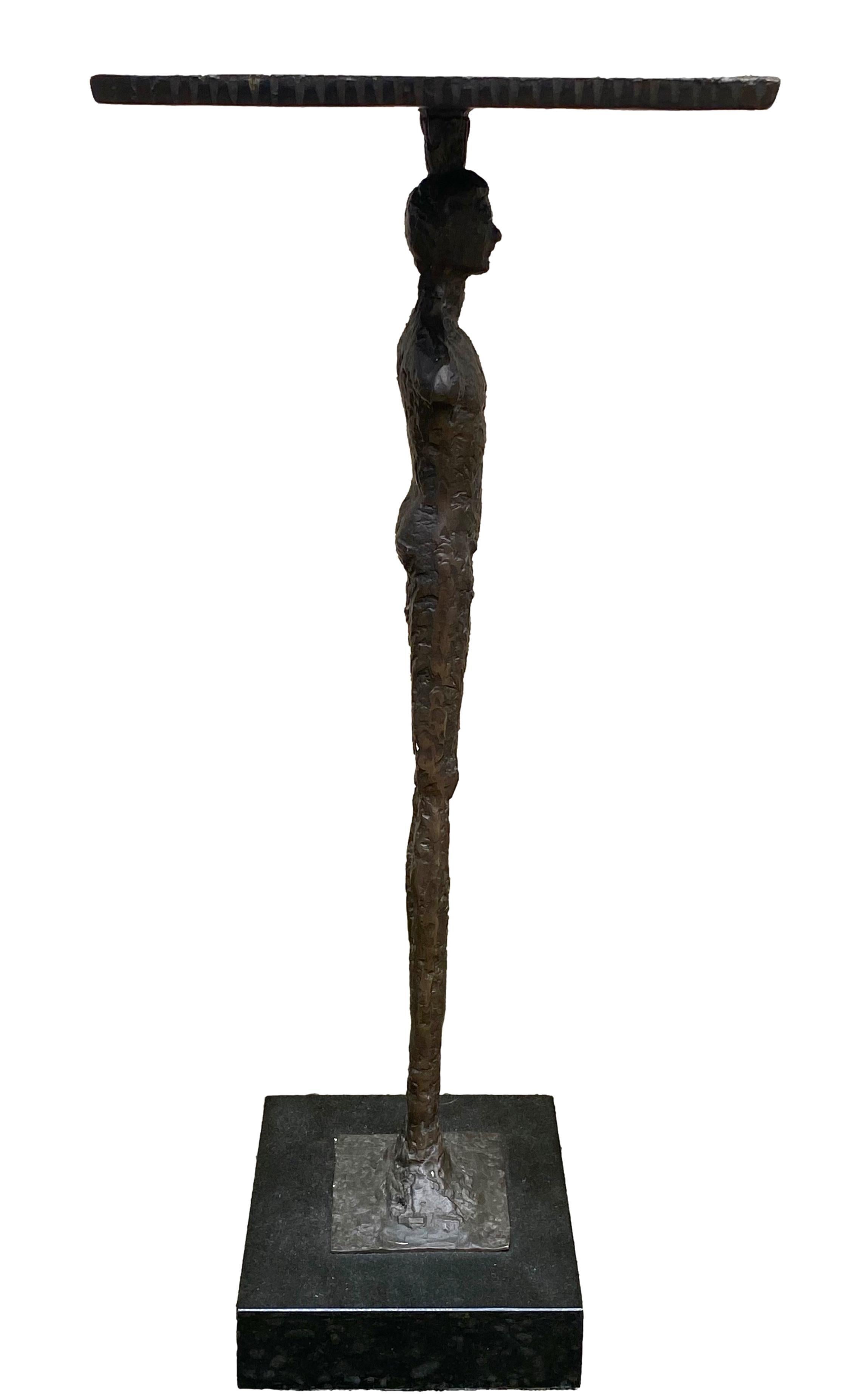 Bronze Small Figural Side Table in the Giacometti Style
