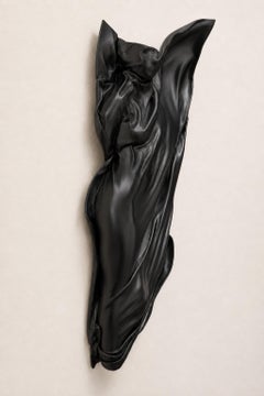 Small Figural Wall Sculpture — Draped Female Form, Black Resin, Limited Edition