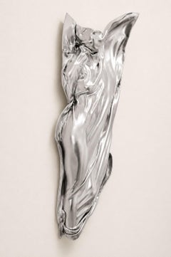 Small Figural Wall Sculpture — Draped Female Form, Chrome Resin, Limited Edition