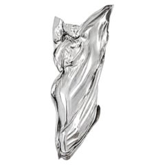 Small Figural Wall Sculpture — Draped Female Form, Chrome Resin, Limited Edition