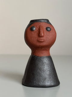 Piccolo portacandele figurativo in ceramica, anni '60