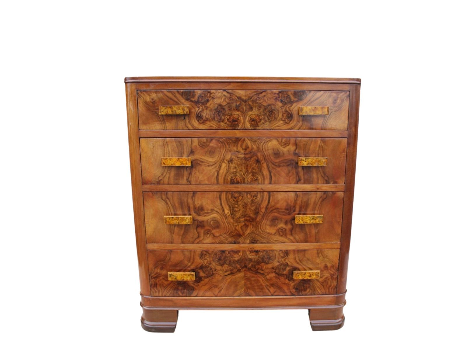Small Figured Walnut Art Deco Chest of Drawers 7