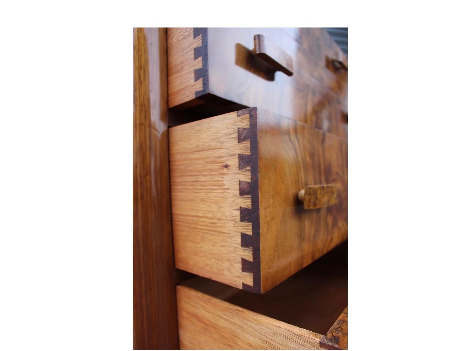 Small Figured Walnut Art Deco Chest of Drawers 3